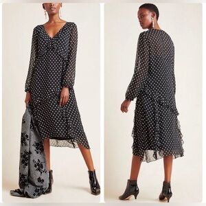 Anthropologie Maeve sirena Ruffled Polka Dots Tunic Dress